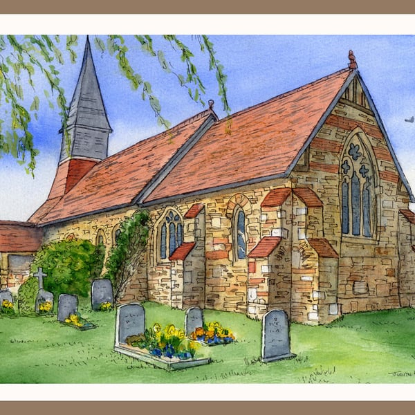 Steeple, St Lawrence and All Saints Church Original Watercolour