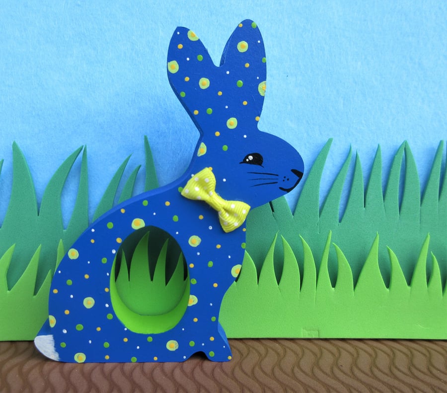 Easter Bunny Chocolate Egg Holder Wooden Hand Painted 