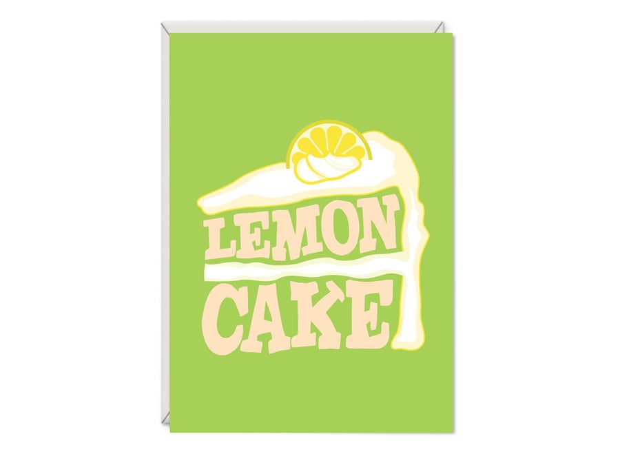 Lemon Cake Birthday Card Word Art Card - Card for Him - Card for Her