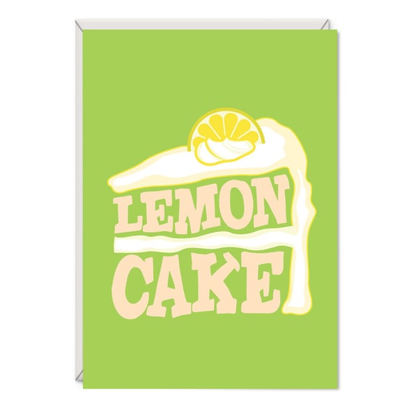 Lemon Cake Birthday Card Word Art Card - Card for Him - Card for Her