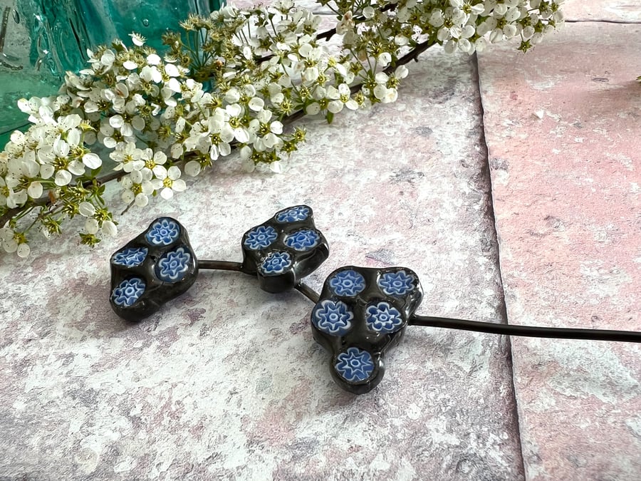 Forget-me-not leaded glass flower for eternal bouquet wedding decoration