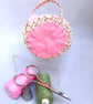 Pin Cushion, Mouse, in pink and green floral fabric - Image 3