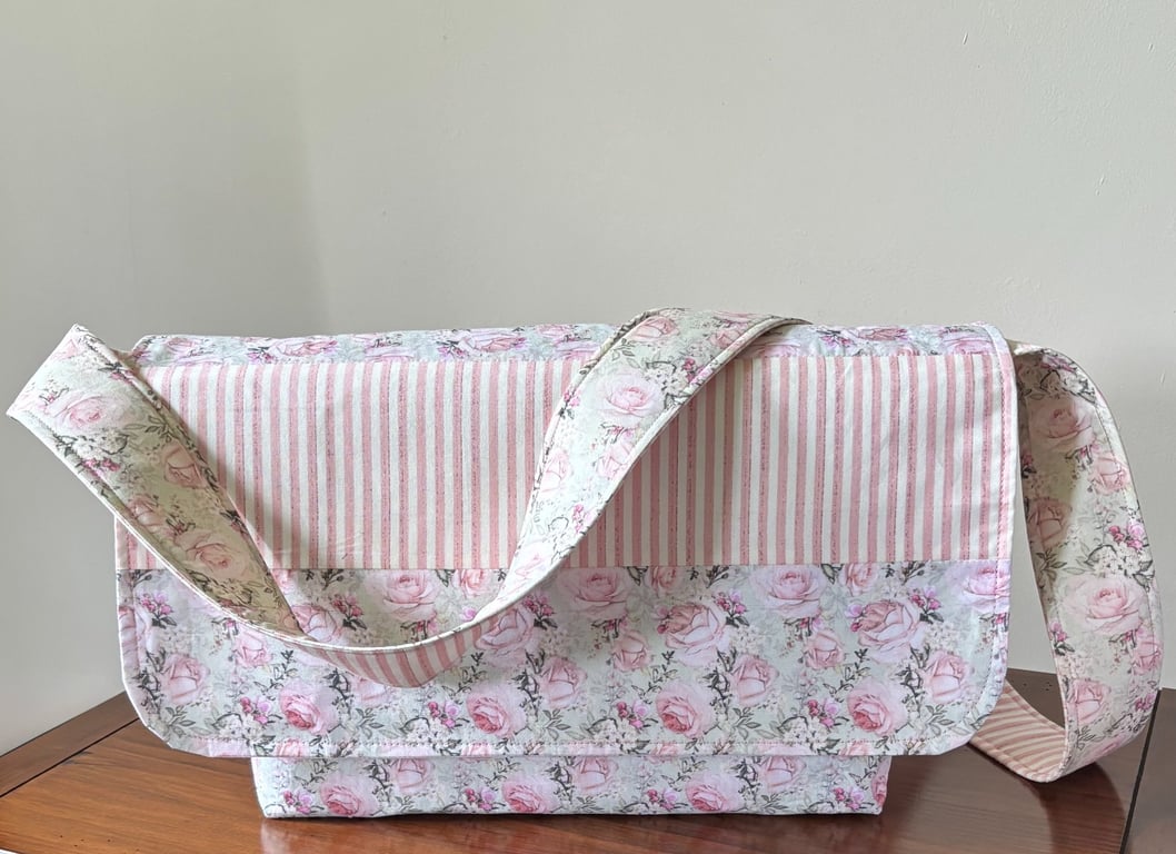 Floral and Candy stripe Satchel Bag