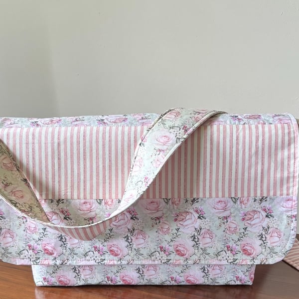 Floral and Candy stripe Satchel Bag