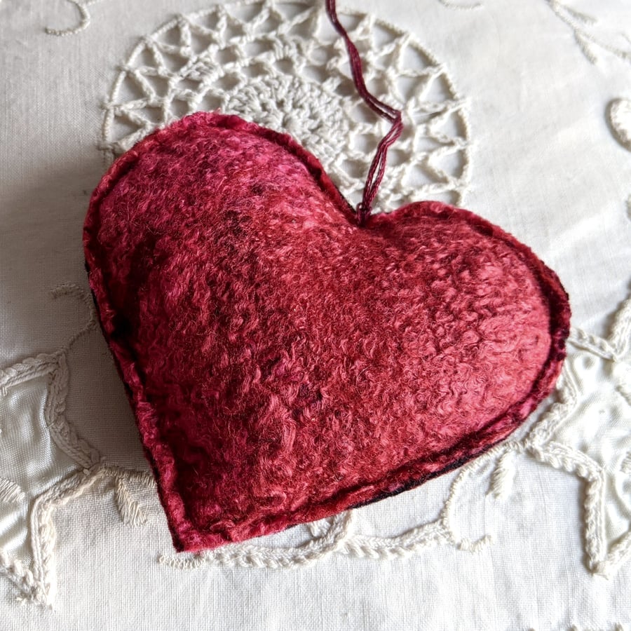 Large lavender heart in shades of red