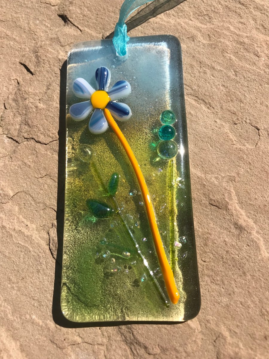 Fused glass flower hanging decoration 