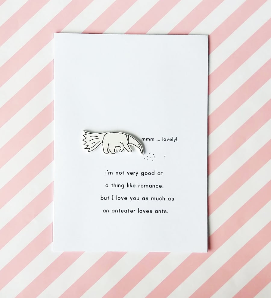 love card - anteater love - handmade card 