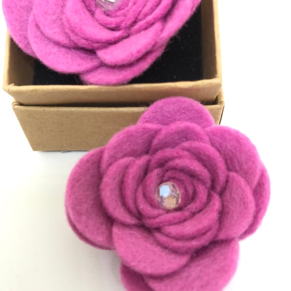 Rose Pink Flower Brooch