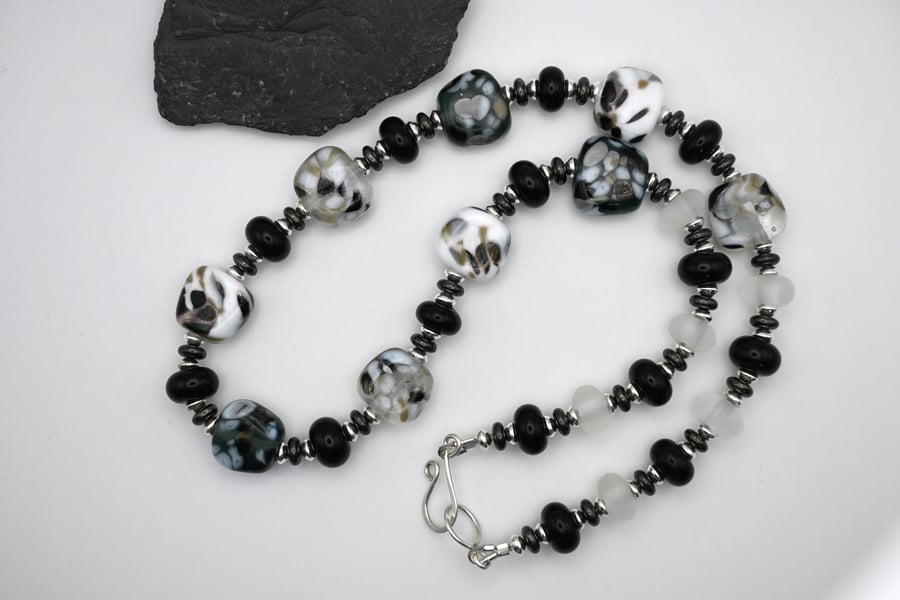 lampwork glass beaded necklace