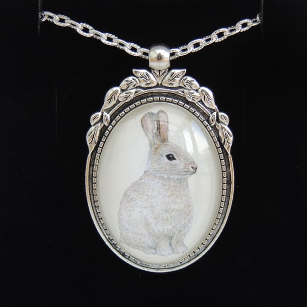 Rabbit Pendant Necklace - Silver Leaf Style