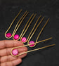 SALE -LAST OFFER 5 Minimalist Hair bun slide, Bun Pins, brass pins Hot Pink Band - Image 1
