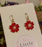 Red Cherry Blossom Dangle Earrings, Enamel Sakura Charms, Handmade Jewellery - Image 3