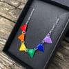 Rainbow Enamel Bunting Necklace. Sterling silver. 
