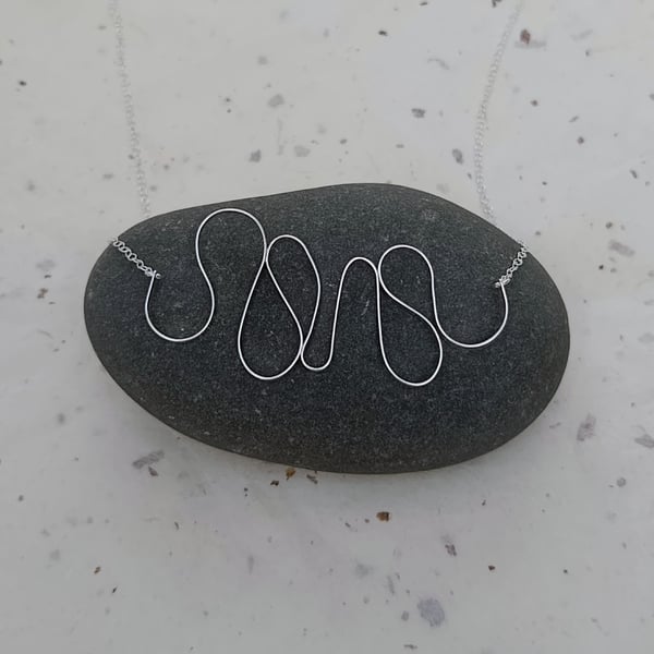 Sterling Silver Shaped Ribbon Necklace - Handcrafted Flat Wire Jewellery