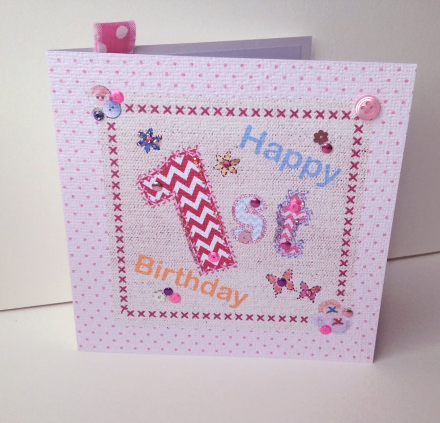 Birthday Card Age 1-10, In Pink Shades,Printed Greeting Card,Can Be Personalised