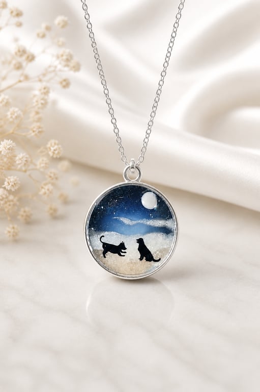 In loving memory paw pendant laid  with ashes 