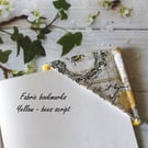 Bees Script Fabric Corner Bookmark, , Yellow