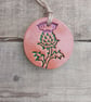 Painted Scottish Thistle Round Terracotta Hanging Aromatherapy Diffuser Ornament