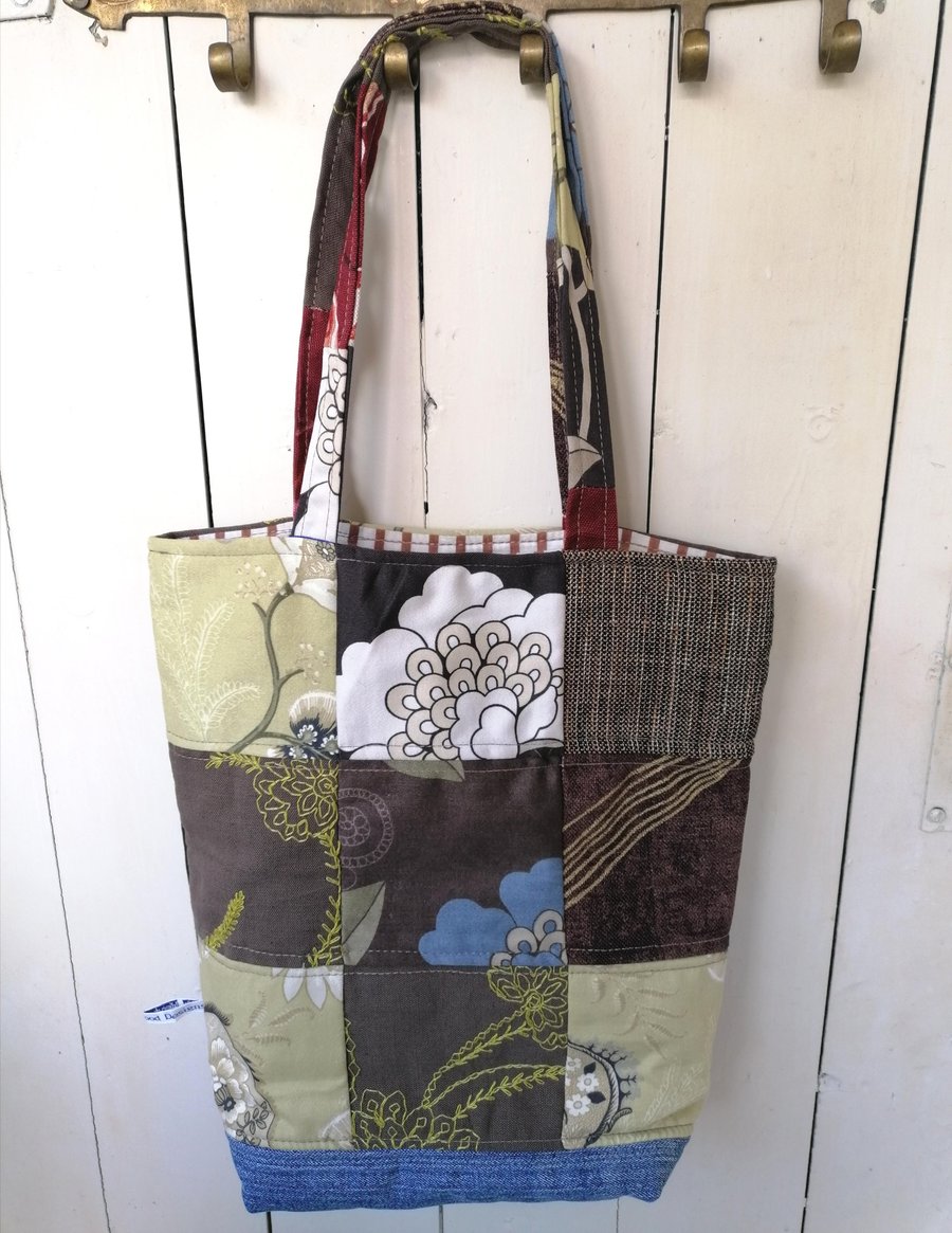 Multicoloured Patchwork Tote Bag, Handmade Patchwork Bag