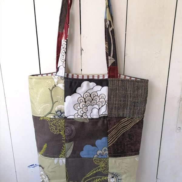 Multicoloured Patchwork Tote Bag, Handmade Patchwork Bag