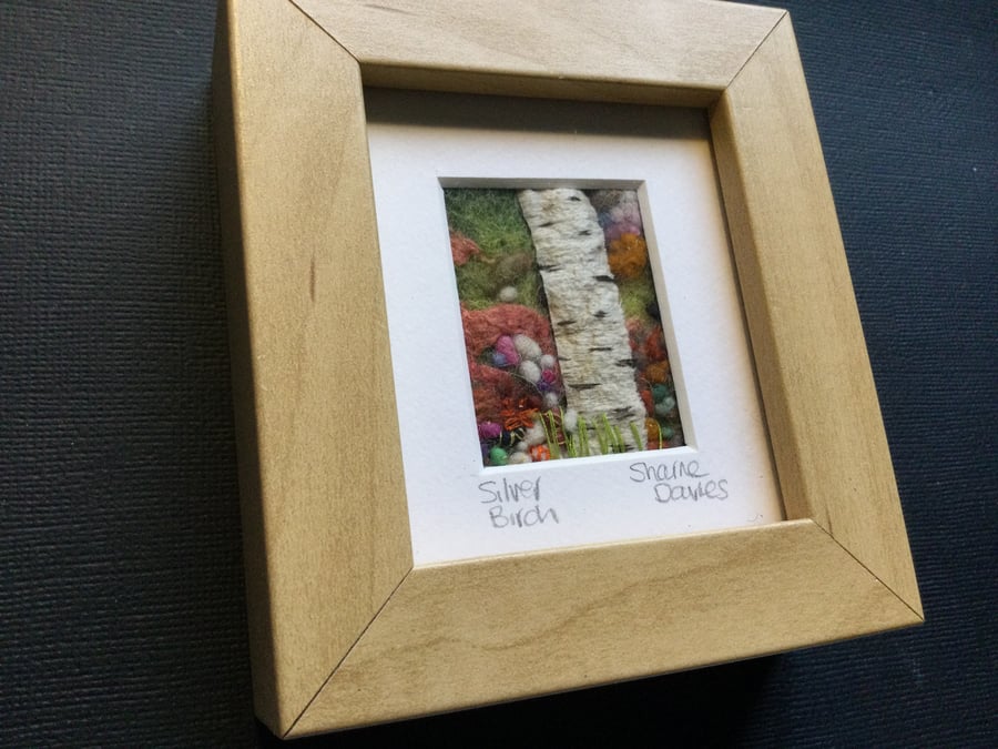 Single silver birch tree - Felted Art work 