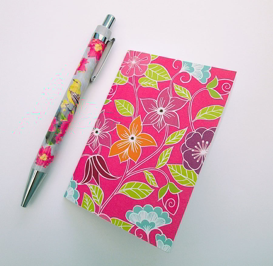 Perfectly imperfect pink floral A7 mini notebook, seconds