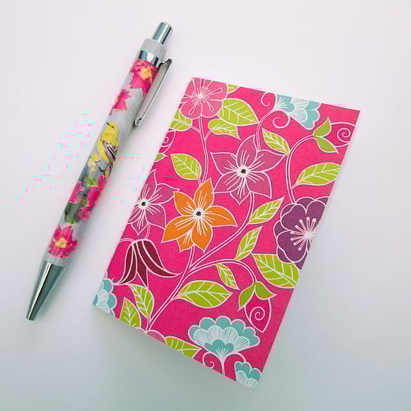 Perfectly imperfect pink floral A7 mini notebook, seconds