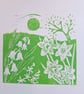 An original handprinted linoprint of a spring scene. 'Spring'. - Image 5