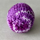 Handmade Hand Knitted Catnip Cat Kitten Toy Ball Purple Stripes