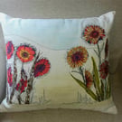 Bright Flowers Free Motion Appliqued Cushion