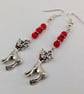 Rudolph earrings with red jade beads - Image 3