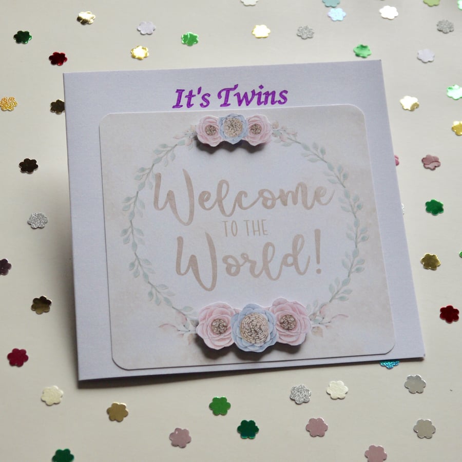 New Baby Twins Card for Family and Friends