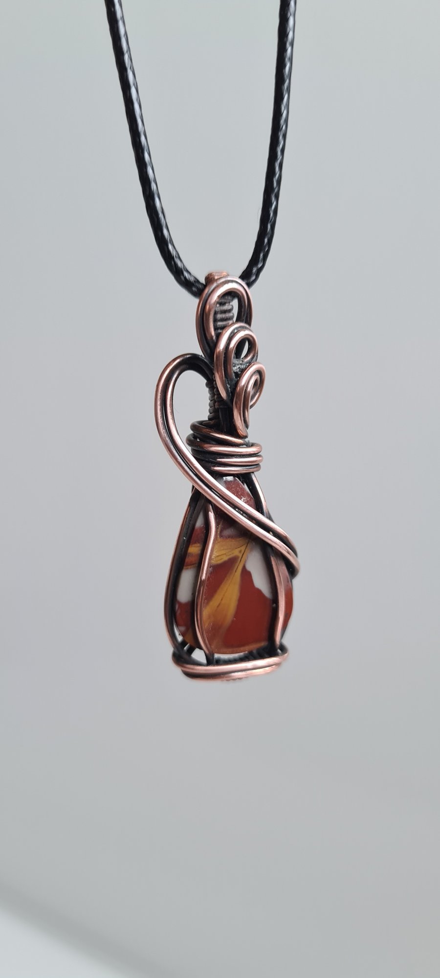 Natural Red Noreena Jasper & Copper Pendant Necklace Gift Crystal Jewellery 