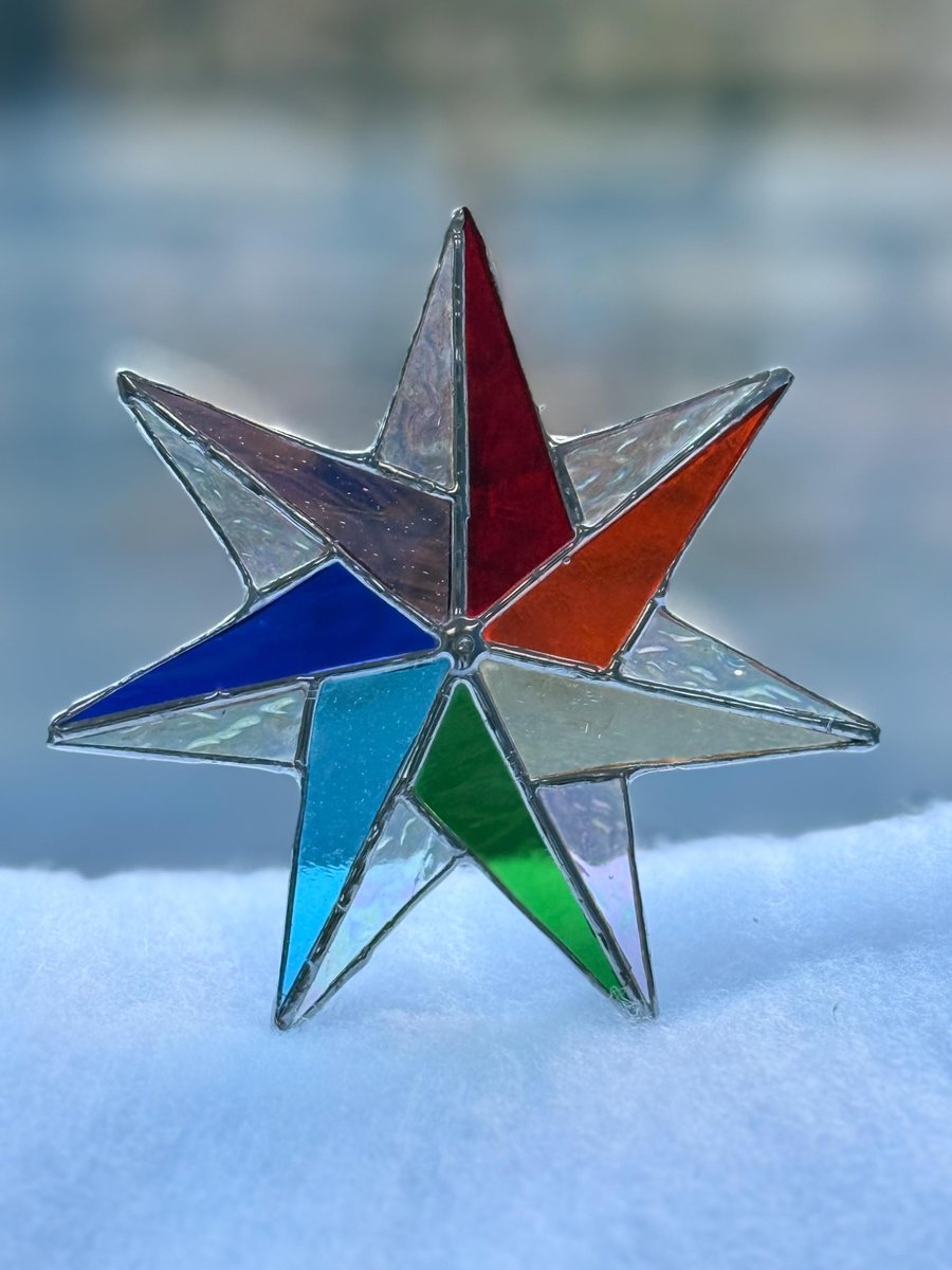 Stained glass 7-point rainbow star