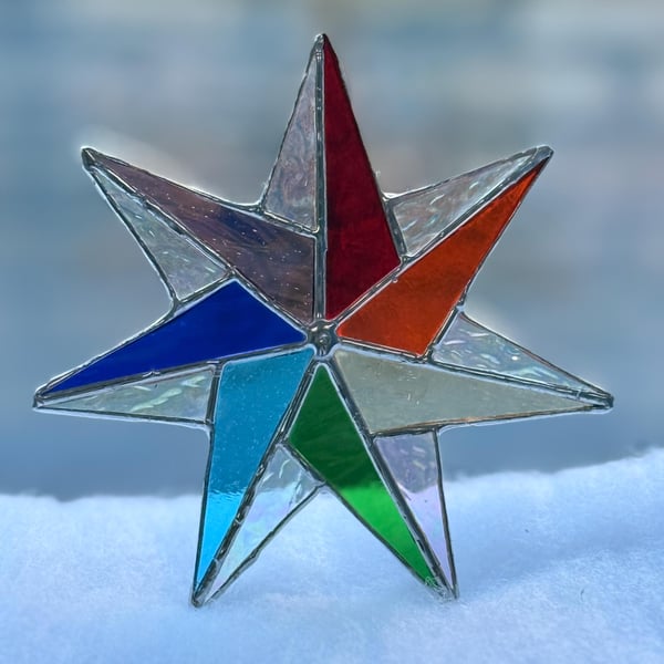 Stained glass 7-point rainbow star