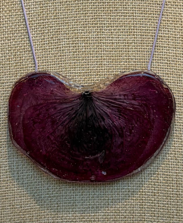 Red purple poppies necklace  