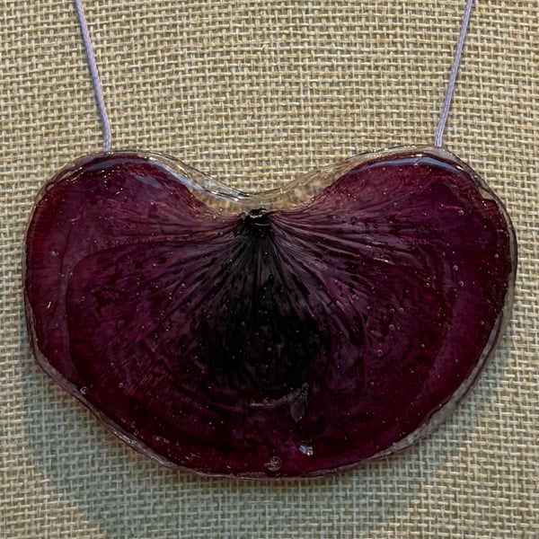 Red purple poppies necklace  