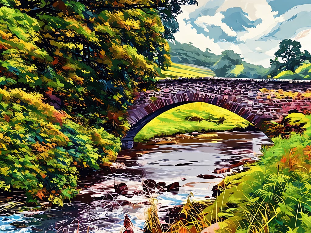 A4 Print Yorkshire Dales Bridge Scene 