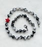 Black and white jade necklace with red howlite star - Image 5