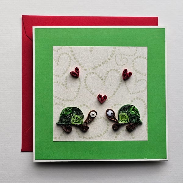 Little Quilled Tortoises Love Card, Blank Card, Valentine's Day, Any Occasion