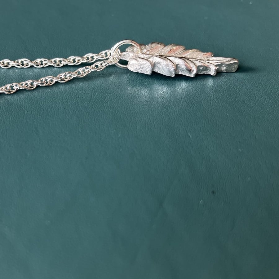 Fine Silver Leaf Pendant On 16 Inch Chain