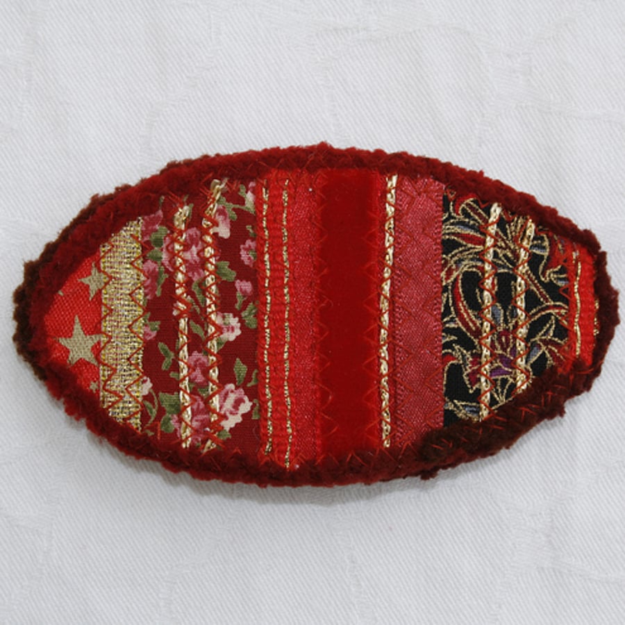 Red Patchwork - Barrette/Hair Clip