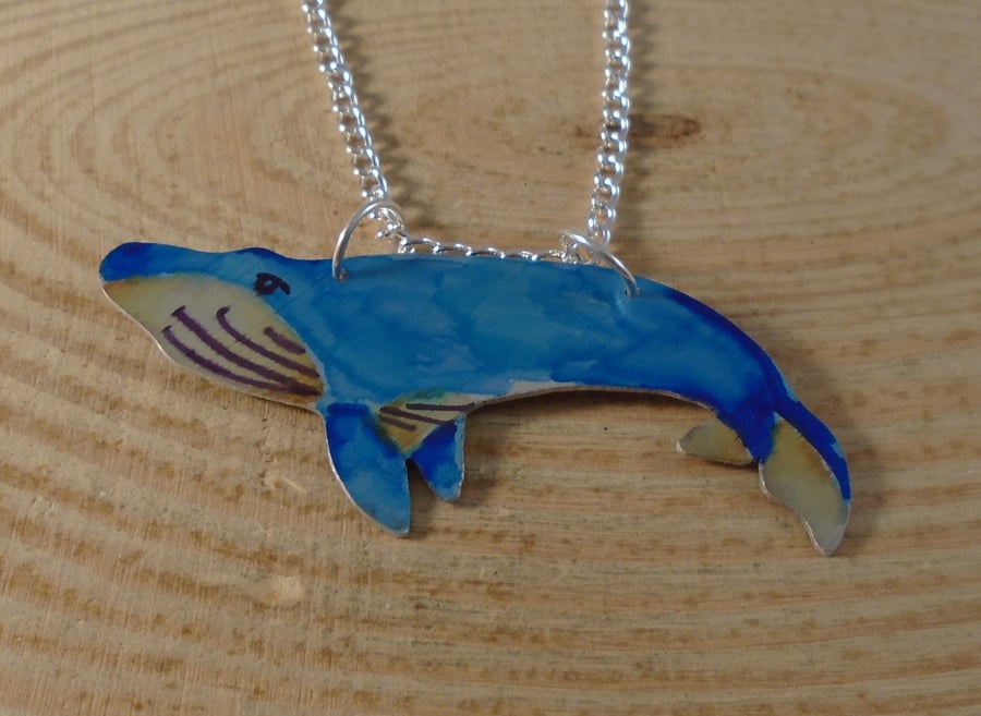 Anodised Aluminium Blue Whale Necklace AAN042001