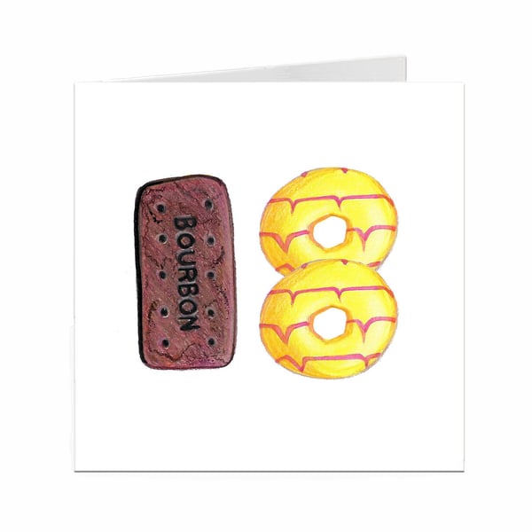 18th birthday card with British Biscuits