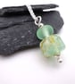 lampwork glass green pendant necklace