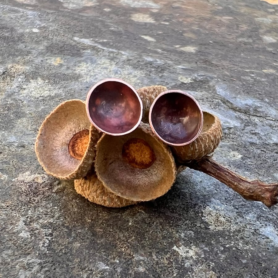 Copper Acorn Stud Earrings