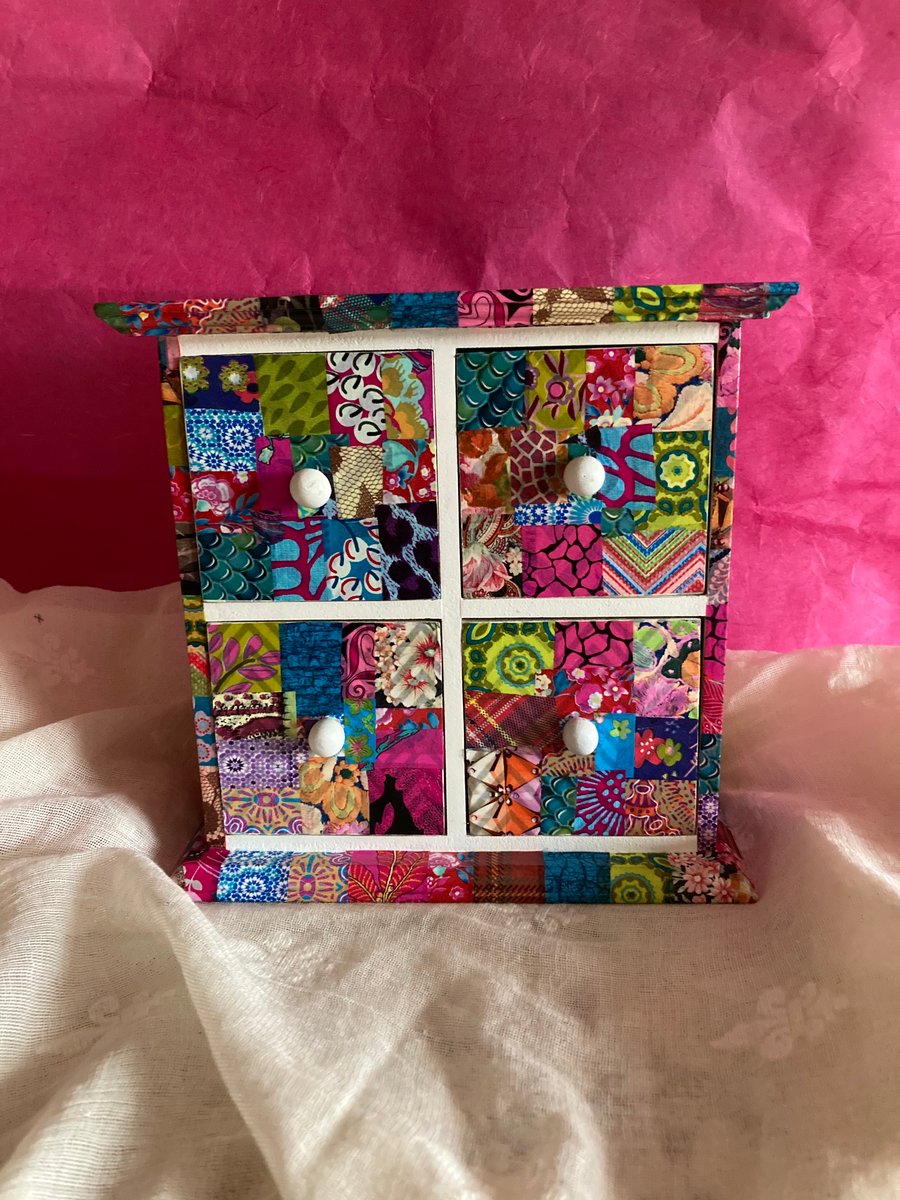 Up cycled  and decopatched 4 drawer set