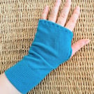 Soft Turquoise Cashmere Wrist Warmers Upcycled from recycled knitwear 