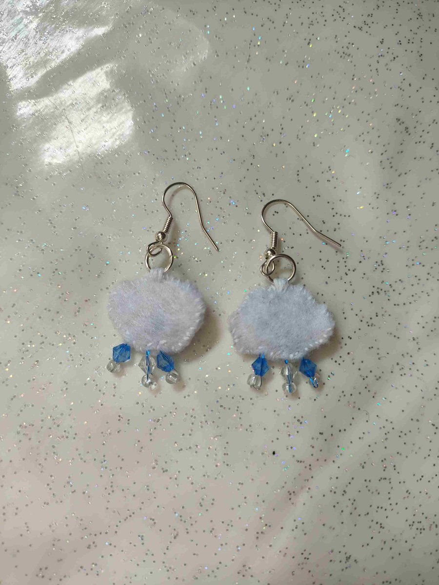 Handmade raincloud earrings