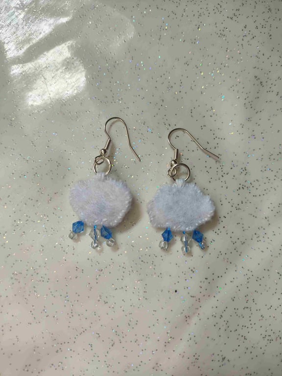 Handmade raincloud earrings